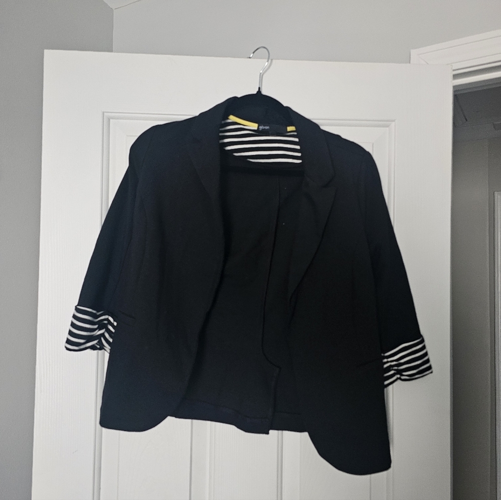 Gibson Black Blazer with Striped Details PS